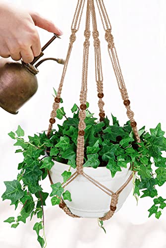 Macrame Plant Hanger Large for 12 inch Pot, Large Plant Hanger - color: Brown