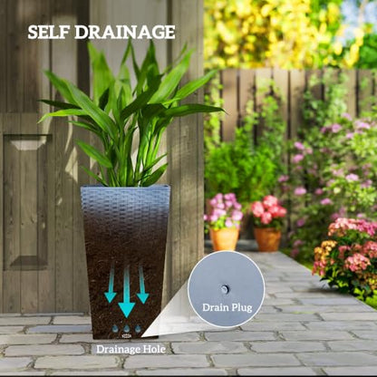 Outsunny 24 in Taper Tall Planters for Outdoor Plants Set of 3, Light Gray - color: Light Gray