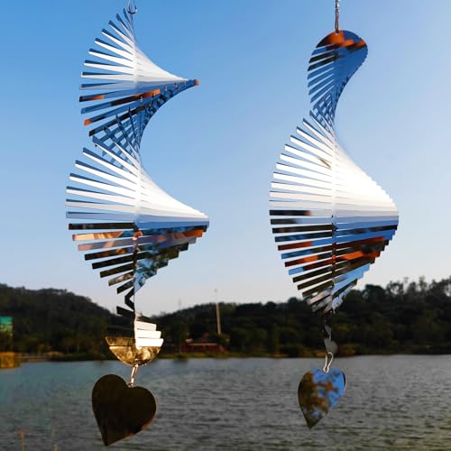 2pcs 15.8"x 5.9" Bird Deterren for Outside Patio Garden Porch Pool Window,Mirror High Reflective Bird Scare Devices Wind Spinners Outdoor Decor, to Keep Woodpecker Away from House - color: 2pcs-silver Fishbone