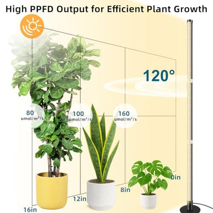 Standing Grow Light with 3 Light Modes & Timer – 48 Inch Vertical Grow Lights for Indoor Plants, Full Spectrum Floor Grow Light with Timer, Tall Grow Lights for Indoor Plants