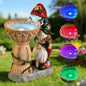 Sheaifun Solar Garden Gnomes Outdoor Statues with Bird Bath Feeder for Yard - style: Three Gnomes