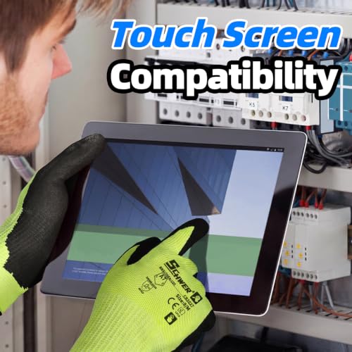 Schwer 2 Pairs A7 Cut Resistant Work Gloves, Touchscreen, CR3027, XXL - color: Yellow, size: XX-Large