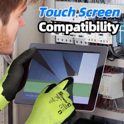 Schwer 2 Pairs A7 Cut Resistant Work Gloves, Touchscreen, CR3027, XXL - color: Yellow, size: XX-Large