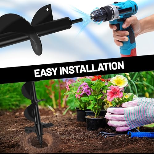 4x16 Upgraded Post Hole Auger - Auger Drill Bit for Planting,Spiral Drill Bit for Planting-Heavy-Duty Spiral Blade Garden Drill Bit for 3/8" Hex Drive Drill