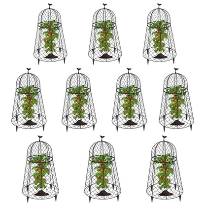 10 Packs Garden Cloches for Plants, Plant Protectors from Animals, Chicken Wire Cloche, Plant Cloche and Cage, Protection for Your Plants and Seedlings, 13" D x 20" H - Black - size: 10pcs - 20" High