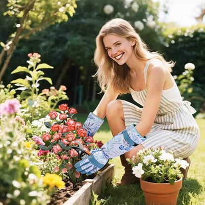 Gardening Gloves for Women Thicken Thorn Proof Women garden gloves, Long Forearm Protection for Yard and Outdoor Work - size: Medium