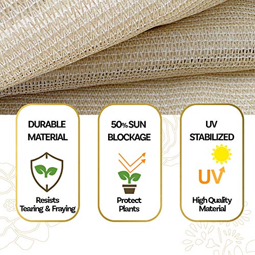 Alion Home HDPE 50% Sun Block Garden Netting Mesh - Beige (6'x3'4'', Beige) - color: Beige, size: 6' x 3' 4''