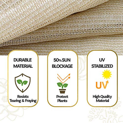 Alion Home HDPE 50% Sun Block Garden Netting Mesh - Beige (6'x10', Beige) - color: Beige, size: 6' x 9' 10''