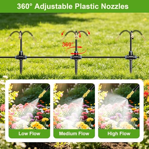 Thiswing 100 FT 360° Adjustable Irrigation System with Stake Holders - size: 100FT