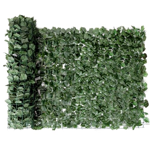 Happygrill 118" x 59" Artificial Faux Ivy Privacy Fence, Garden Expandable Faux Privacy Fence Decoration w/Zip Ties, Selected PE Leaves, Indoor Outdoor Greenery Wall Screen Trellis Fence for Porch