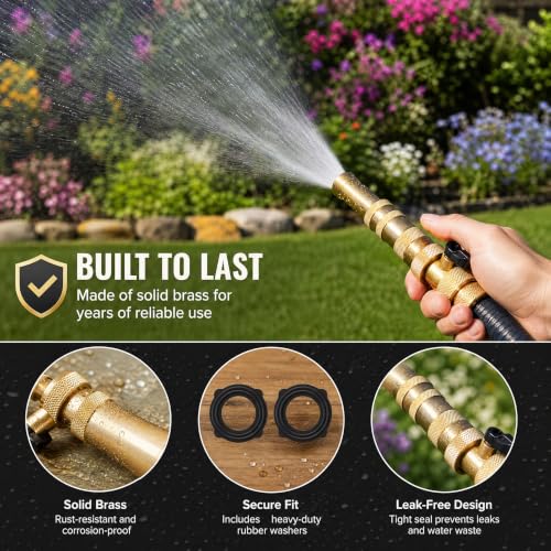 Hourleey Adjustable Twist Hose Nozzle, 4" Heavy-Duty Brass Hose Nozzle with 10 Garden Hose Rubber Washers, 2 Pack - size: 4 Inch Nozzle Twist 2Pack