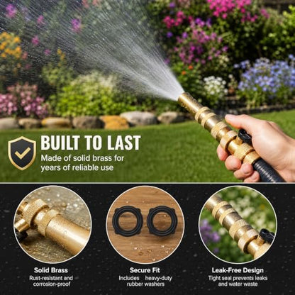 Hourleey Adjustable Twist Hose Nozzle, 4" Heavy-Duty Brass Hose Nozzle with 10 Garden Hose Rubber Washers, 2 Pack - size: 4 Inch Nozzle Twist 2Pack