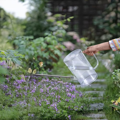 Plastic Watering Can - Small with Long Spout - 1/4 Gallon - 32 Oz - White - color: White