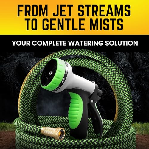 PowerFlow Metal Garden Hose, 75 Ft Non-Expandable Water Hose, Green - color: Green, size: 75 Feet