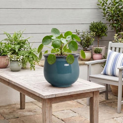 8 Inch Ceramic Self Watering Plant Pots, Ceramic Planter, Retro Blue - color: Retro Blue, size: 8 Inch