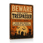 Halloween Metal Art Sign Beware The Last Trespasser Wall Decor - color: 02A