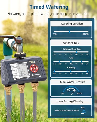 DEWENWILS Sprinkler Timer 3 Zone, with Rain Delay/Manual/AUTO Irrigation - color: 3 Zone