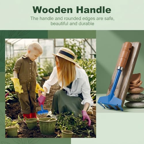 24 Pcs Mini Gardening Tools, Metal Shovel Rake Fork Trowel ，Wooden Handle