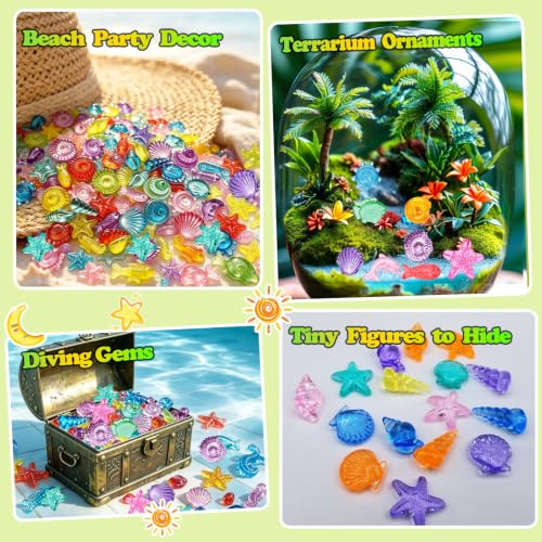 450 PCS Seashells Ocean Sensory Bin Filler, Mini Resin Animal Figures - style: Tiny Seashells(450 Pieces)
