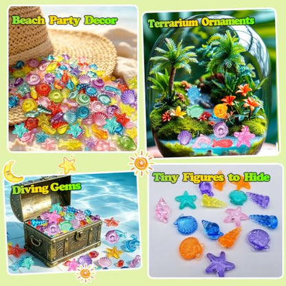 450 PCS Seashells Ocean Sensory Bin Filler, Mini Resin Animal Figures - style: Tiny Seashells(450 Pieces)