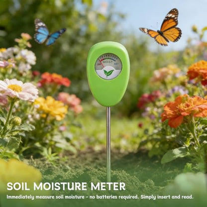 Moisture Meter for Plants, Soil Moisture Meter with pH Strips, No Battery