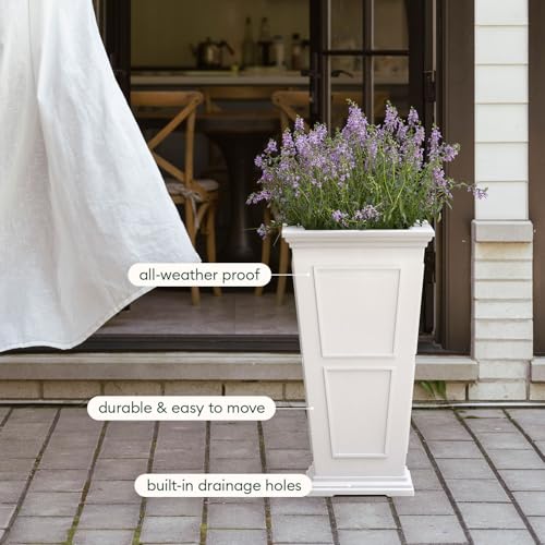 Veradek Brixton Series Planter - Tall Outdoor Planter with Shelf - color: White, size: 26 inch -2 Pack