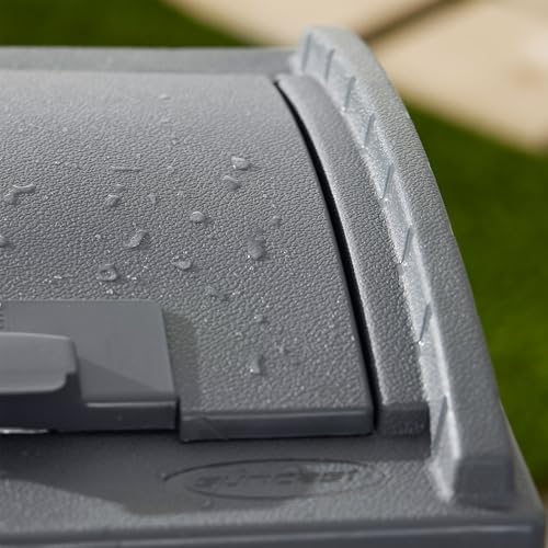 Suncast 3 Pack Trash Hideaway Refuse Container, Stylish Resin Outdoor Garbage Bin with Latching Lid, 30 to 33 Gallon Capacity, Cyberspace - color: Cyberspace, size: 3 Pack