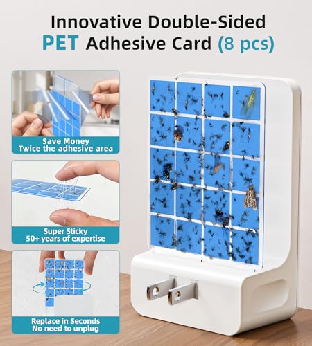 Advanced Double-Sided Indoor Fly Trap for Home, Plug-in 5-Way UV Light