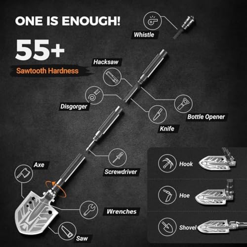 Sahara Sailor Camping Shovel, 23 in 1 Folding Survival Shovel Set