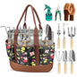 10Pcs Garden Tool Set, Rust-Proof Stainless Steel, Ash Wood Handles - color: Brown