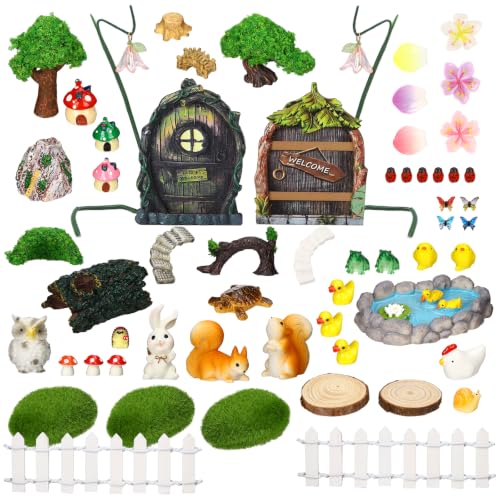 61 Pcs Fairy Garden Accessories Outdoor Miniature Figurines