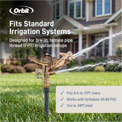Orbit Brass Impact Sprinkler Head, Dual Nozzle, 3/4 in. MPT - 55016