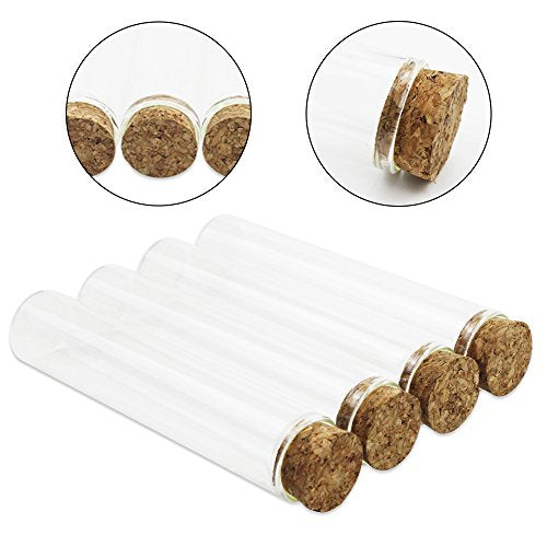 18pcs Glass Test Tubes with Cork Stoppers 25x120mm Flat Bottom