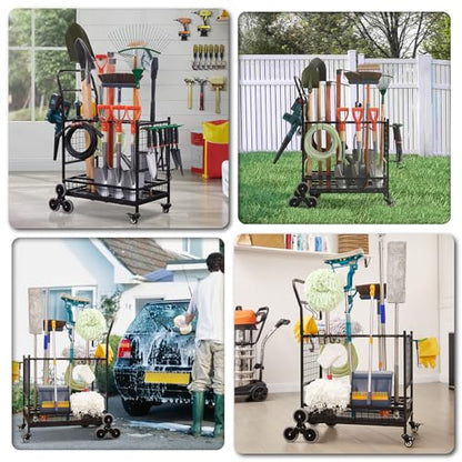 Lauren&Harold Garden Tool Organizer with 2 Stair-Climbing Wheels