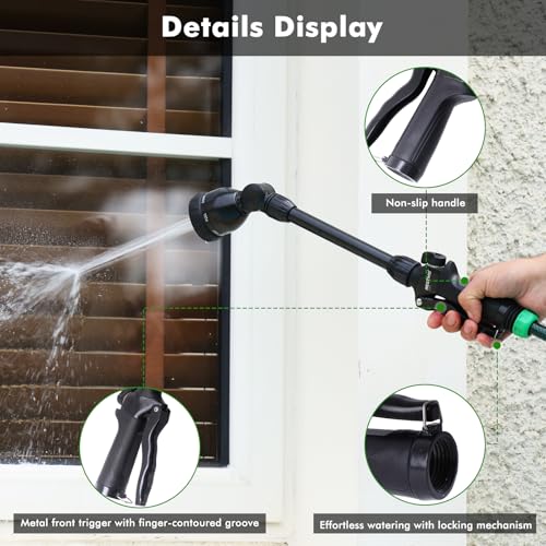 RESTMO Heavy Duty Metal Hose Wand, Watering Wand for Garden Hose - color: Flash Black