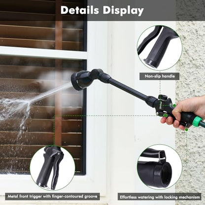 RESTMO Heavy Duty Metal Hose Wand, Watering Wand for Garden Hose - color: Flash Black