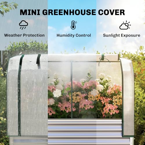 Outsunny Galvanised Raised Garden Bed with Greenhouse Cover, Silver - color: Silver