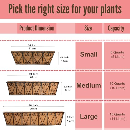 LaLaGreen Wall Planters for Plants (16 in, 4 Pack) Black Metal Flower Box - size: 16" (41cm)x4 Pack