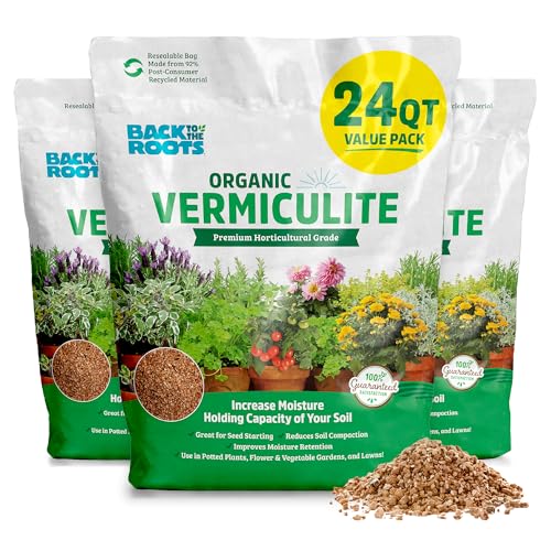 Back to the Roots 100% Organic Vermiculite (24 qt Value Pack) | Made in the USA | Premium Nutrition for Indoor and Outdoor Plants - style: Vermiculite 24qt