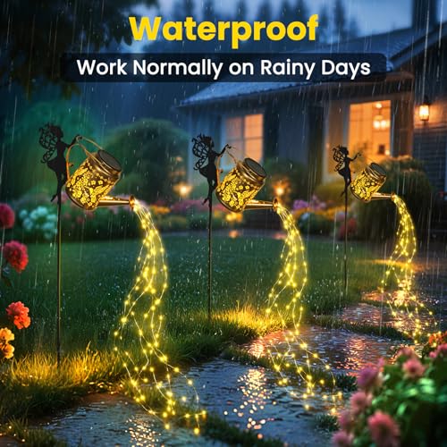 X-PREK Solar Lights Outdoor Waterproof Fairy Solar Watering Can Light - color: Warm White