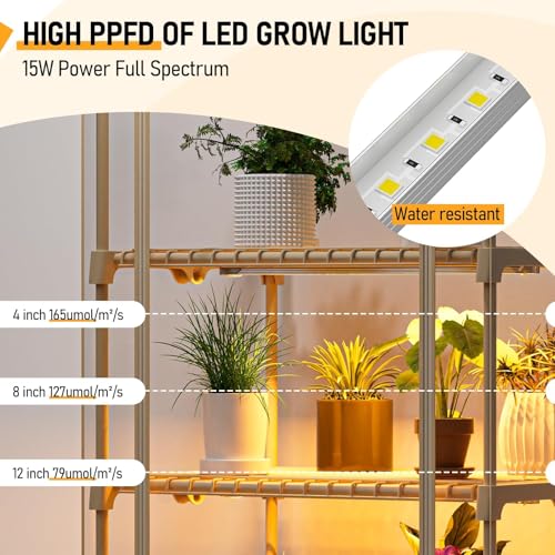 SPECILITE 4 Tiers Adjustable Indoor Mini Greenhouse with Grow Lights
