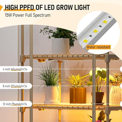 SPECILITE 4 Tiers Adjustable Indoor Mini Greenhouse with Grow Lights