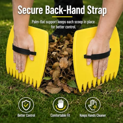 Ideal Swan Leaf Scoops with Gloves, Lightweight Rakes for Lawn Work, Yellow - color: Yellow
