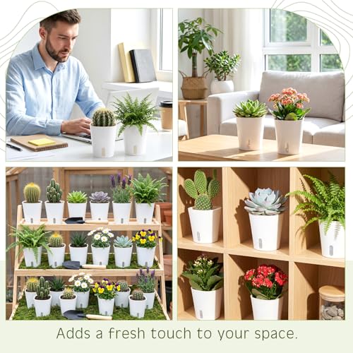 Ziliny 20 Pcs 3.74 Inch Self Watering Planters with Water Indicator - size: 3.74 Inch