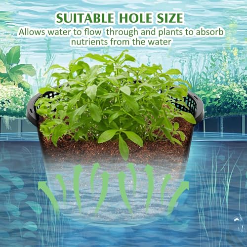 Weysat 16 Pcs Pond Plant Baskets 8.3 x 5.1 Inch, Aquatic Net Pot N Mesh - color: N Mesh, size: 8.3 x 5.1 Inch