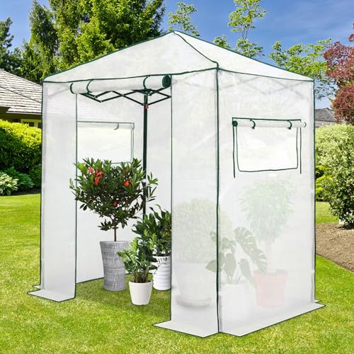 EAGLE PEAK 6x4 Easy Setup Small Pop Up Greenhouse, Clear/White - color: Clear/White, size: 6x4