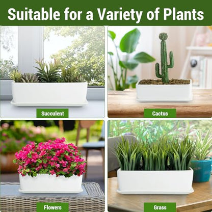 MyGift 14 Inch Unglazed White Ceramic Indoor Plant Pot with Drainage Hole - size: 14.5 inch