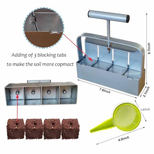 2 Inch 4-Cell Handheld Heavy Duty Soil Block Maker for Seed Starting