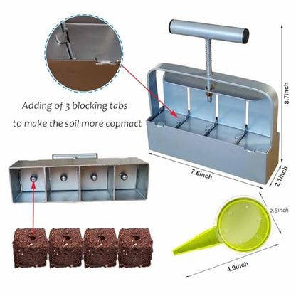 2 Inch 4-Cell Handheld Heavy Duty Soil Block Maker for Seed Starting