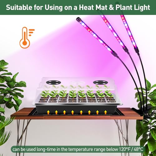 YAUNGEL XL Seed Starter Tray, 160 Cells, 4-Pack with Humidity Domes, Black - color: Black